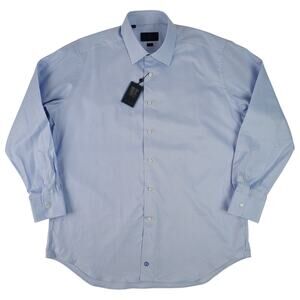 NWT David Donahue Trim Fit Blue Dress Shirt Sz 18 34/35